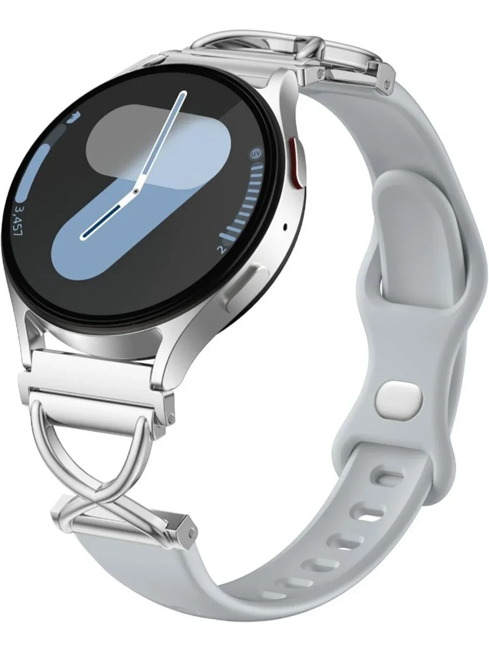 Women's Grey Skinny Charms X-Shaped Soft Slim Silicone Bands Compatible Watch